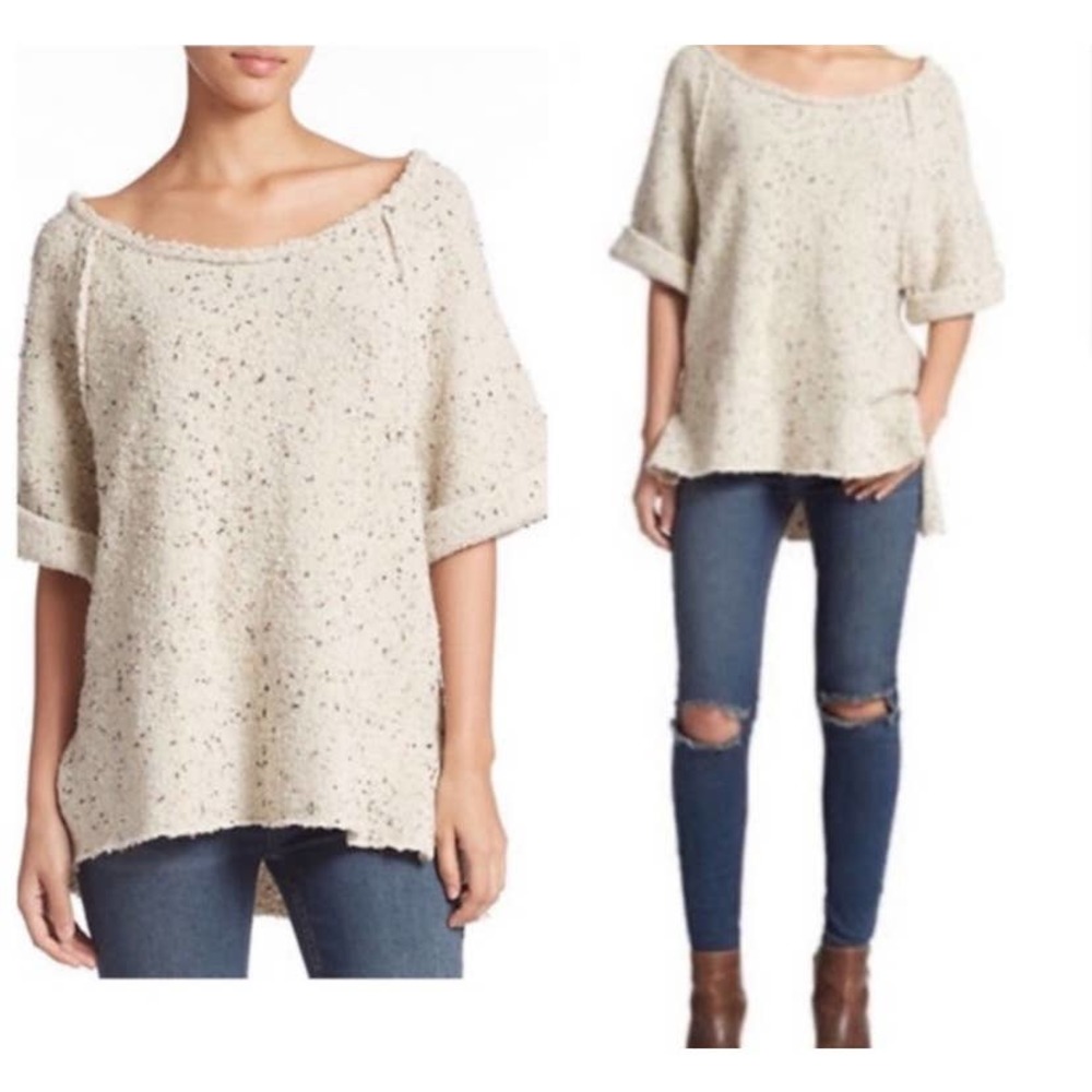 Free People Raglan Tweed Slouchy Sweater Small